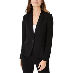 Ann Taylor The One-Button Blazer in Seasonless Stretch 6 Black